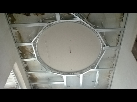 Как сделать круг из гипсокартона на потолке с подсветкой видео