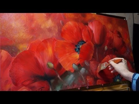Рисуем цветы маслом мастер класс видео